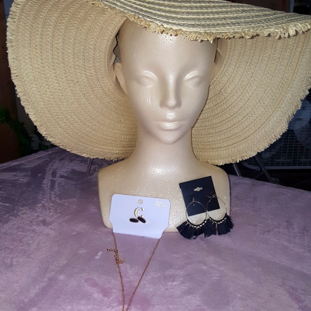 3 Hypoallergenic jewelry earings and Neckless  with hat